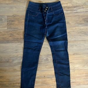 High Rise Triple Button Fly Jeans